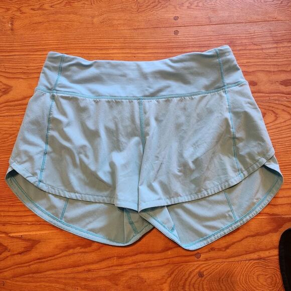LULULEMON WOMENS LOT SPEED UP HR HIGH RISE SHORTS LINED BLACK BLUE SZ 9 RUNNING - Picture 6 of 9